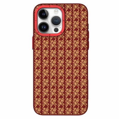 Apple iPhone 14 Pro Max Kılıf Magsafe Şarj Özellikli Kevlar 1500D Youngkit Auspicious Loong Serisi Kapak Kırmızı