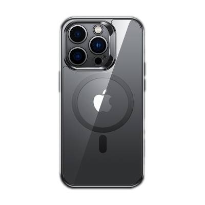 Apple iPhone 14 Pro Max Kılıf Magsafe Şarj Özellikli Premium Cam Arka Yüzey Benks Electroplated Kapak Siyah