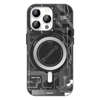 Apple iPhone 14 Pro Max Kılıf Magsafe Şarj Özellikli YoungKit Technology Serisi Kapak Siyah-Gri