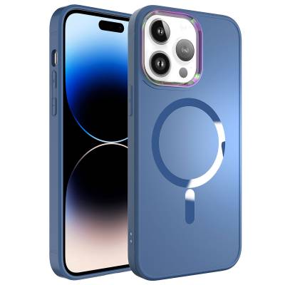 Apple iPhone 14 Pro Max Kılıf Magsafe Wireless Şarj Özellikli Zore Stil Kapak Sierra Mavi