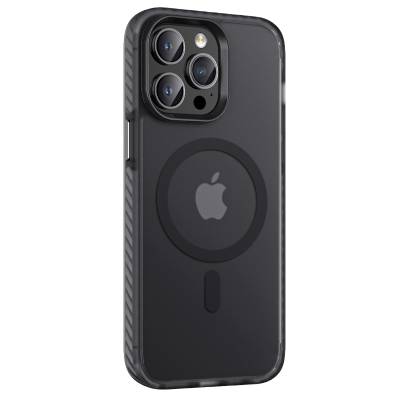 Apple iPhone 14 Pro Max Kılıf Mat Arka Yüzey Wireless Şarj Özellikli Zore Locik Kapak Siyah
