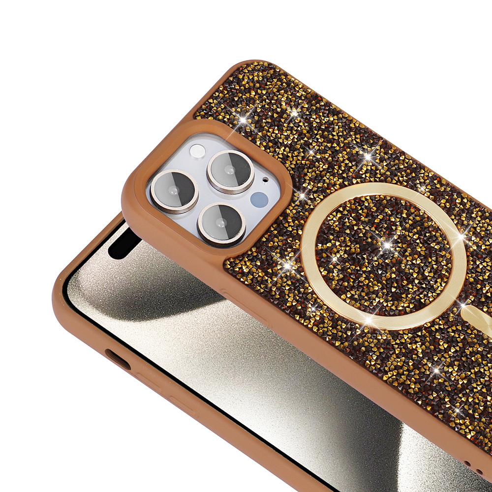 Apple iPhone 14 Pro Max Kılıf Pırlanta Tasarımlı M-safe Şarj Özellikli Zore Mozaik Silikon Kapak - 6