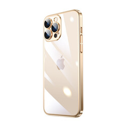 Apple iPhone 14 Pro Max Kılıf Sert PC Renkli Çerçeveli Zore Riksos Kapak Gold