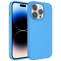 Apple iPhone 14 Pro Max Kılıf Sıvı Teknolojili Silinebilir Sert Zore Kivi Kapak Mavi