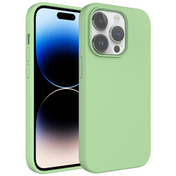 Apple iPhone 14 Pro Max Kılıf Sıvı Teknolojili Silinebilir Sert Zore Kivi Kapak Açık Yeşil