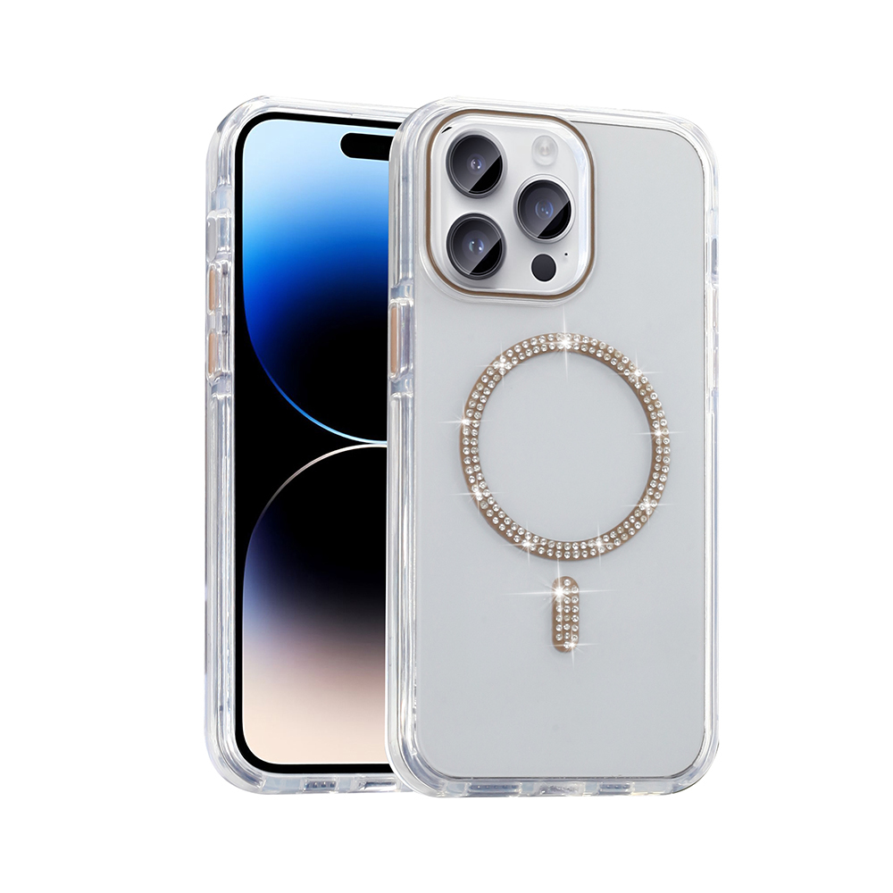Apple iPhone 14 Pro Max Kılıf Taşlı Tasarım M-safe Şarj Özellikli Zore Koment Silikon Kapak - 3
