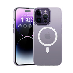 Apple iPhone 14 Pro Max Kılıf Wireless Şarj Destekli Benks Magnetik Haze Kapak Derin Mor