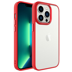 Apple iPhone 14 Pro Max Kılıf Zore Krom Kapak Kırmızı