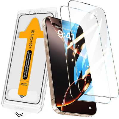 Apple iPhone 14 Pro Max Zore 3D Oliv HD Tempered Glass Screen Protector + Easy Application Tool Şeffaf