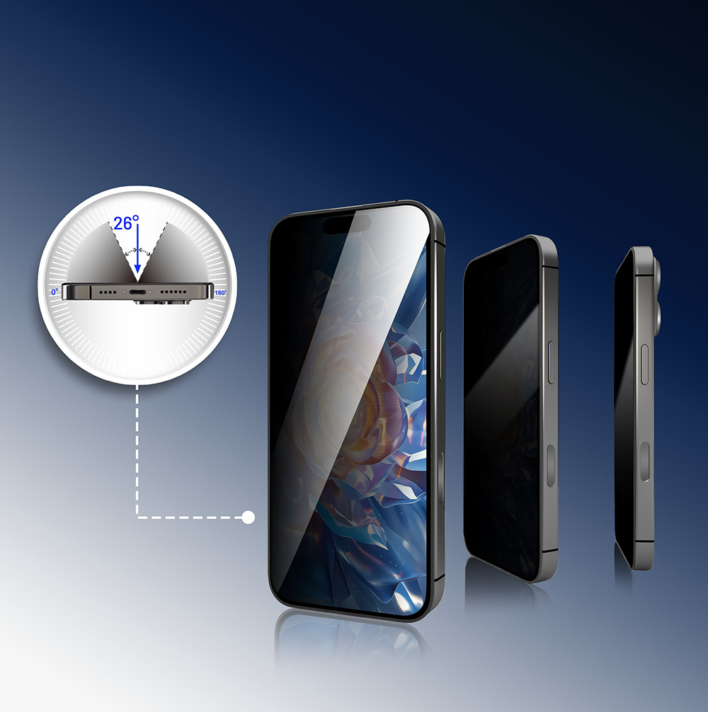 Apple iPhone 14 Pro Mohseven Sapphire Coating Privacy Ghost Tempered Glass Screen Protector - 13