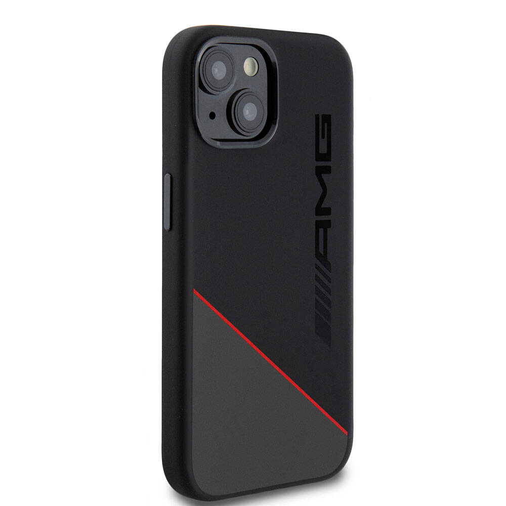 Apple iPhone 15 Case AMG Original Licensed Magsafe Charging Feature Silicone Red Striped Cover - 4