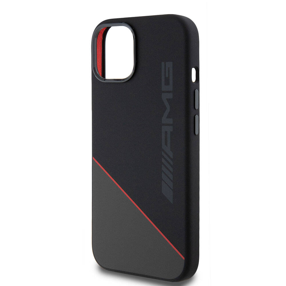 Apple iPhone 15 Case AMG Original Licensed Magsafe Charging Feature Silicone Red Striped Cover - 6
