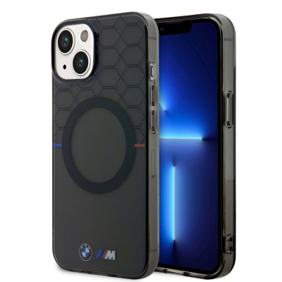Apple iPhone 15 Case BMW Magsafe Charging Feature Transparent M Design Original Licensed Cover Grey