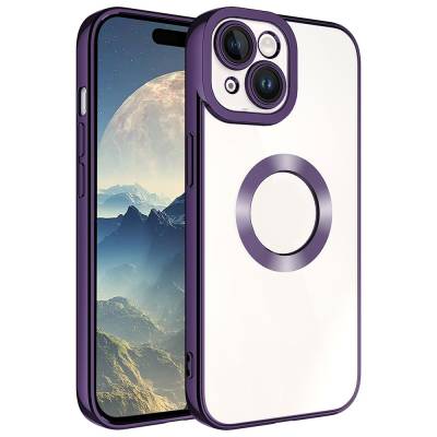 Apple iPhone 15 Case Camera Protection Zore Omega Cover Showing Logo Derin Mor