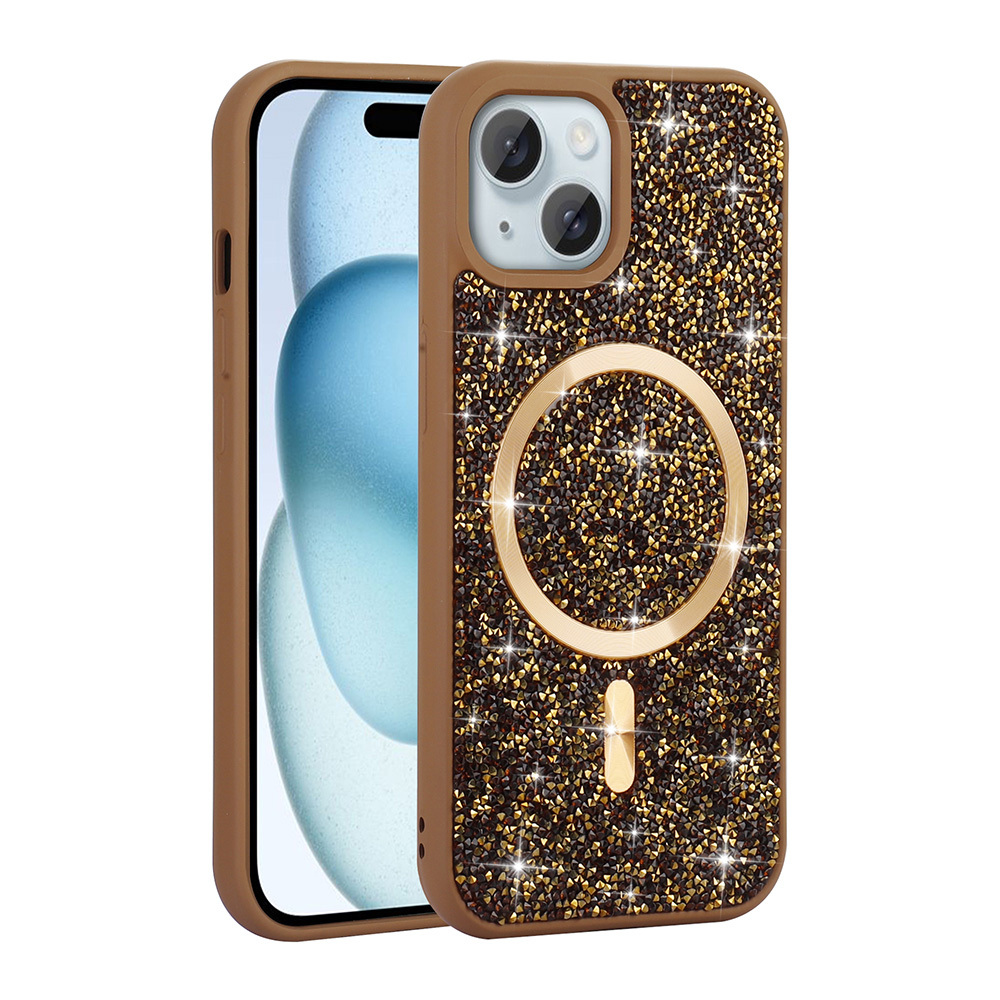 Apple iPhone 15 Case Diamond Design Magsafe Charging Feature Zore Mosaic Silicone Cover - 6