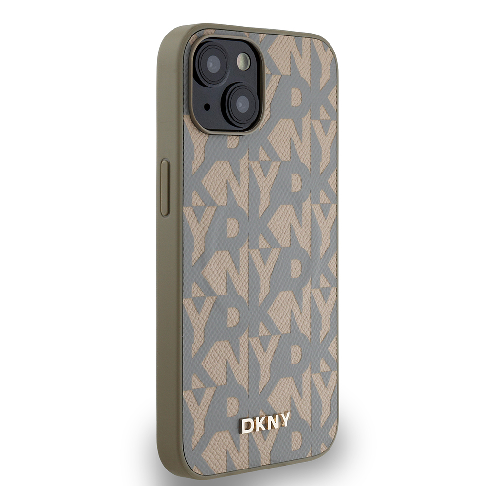 Apple iPhone 15 Case DKNY Original Licensed Magsafe Charging Feature 3D Written Grid Pattern Cover - 13