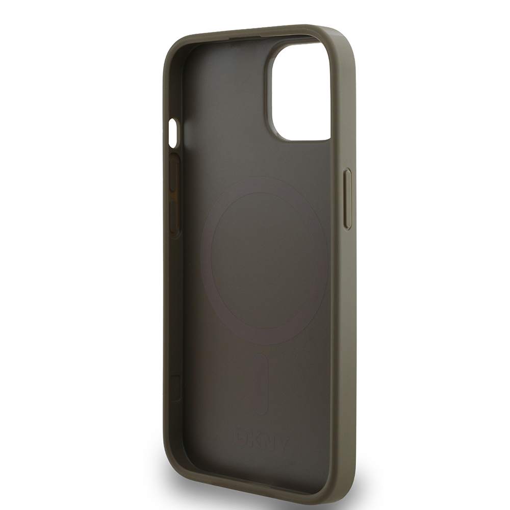 Apple iPhone 15 Case DKNY Original Licensed Magsafe Charging Feature 3D Written Grid Pattern Cover - 16