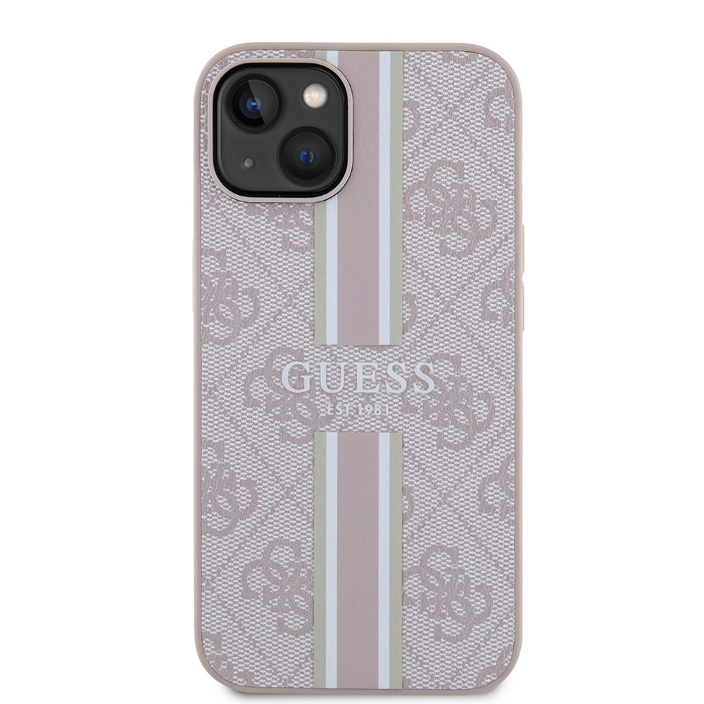 Apple iPhone 15 Case Guess Original Licensed Magsafe Charging Featured 4G Strip Design Printed Cover - 13