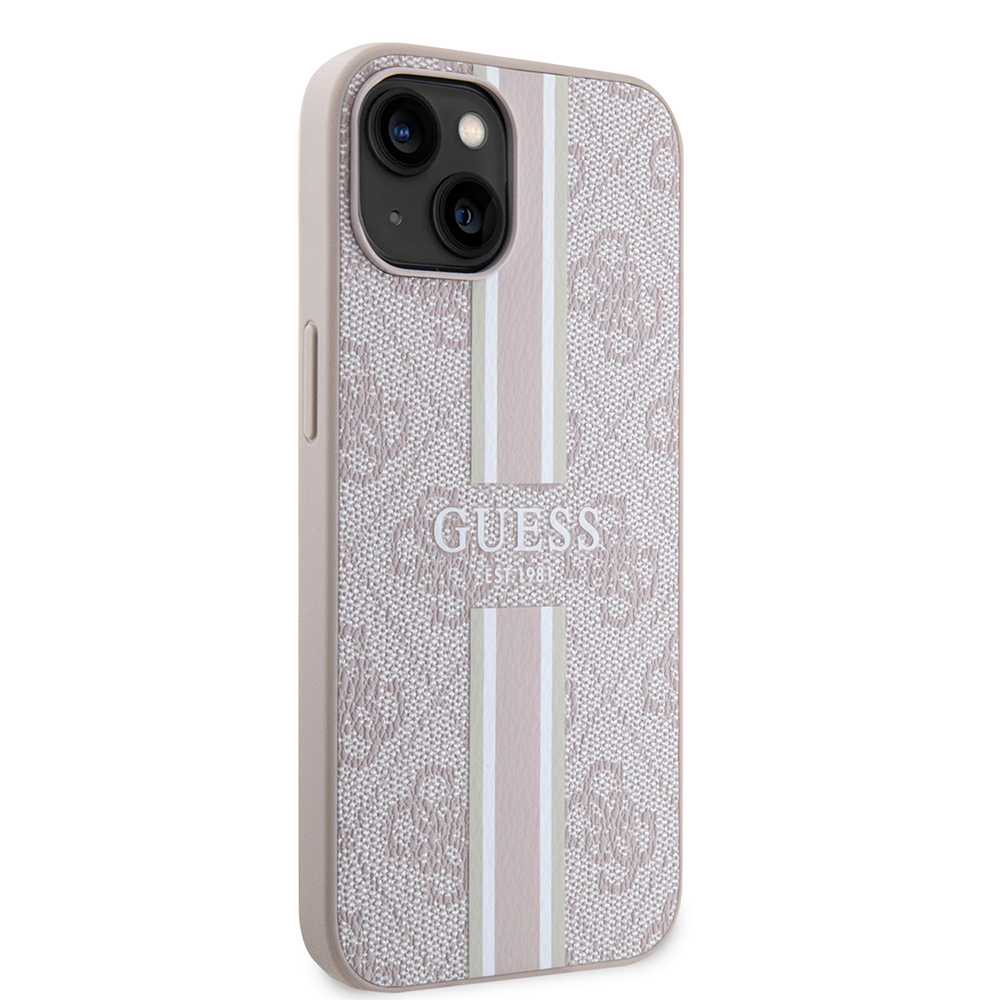 Apple iPhone 15 Case Guess Original Licensed Magsafe Charging Featured 4G Strip Design Printed Cover - 14