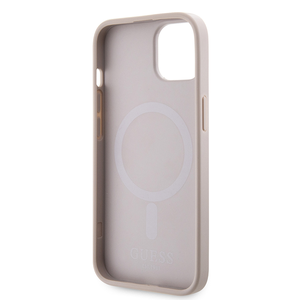 Apple iPhone 15 Case Guess Original Licensed Magsafe Charging Featured 4G Strip Design Printed Cover - 17