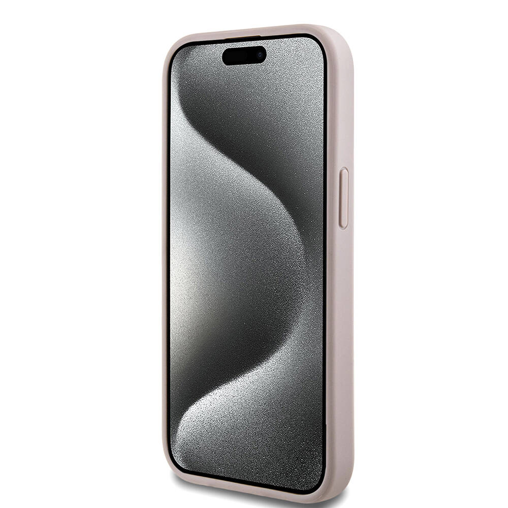 Apple iPhone 15 Case Guess Original Licensed Magsafe Charging Featured PU Ring 4G Patterned Text Logo Cover - 20