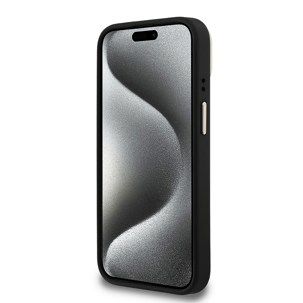 Apple iPhone 15 Case Guess Original Licensed PU Leather 4G Patterned Metal Big 4G and Text Logo Camera Stand Cover - 9