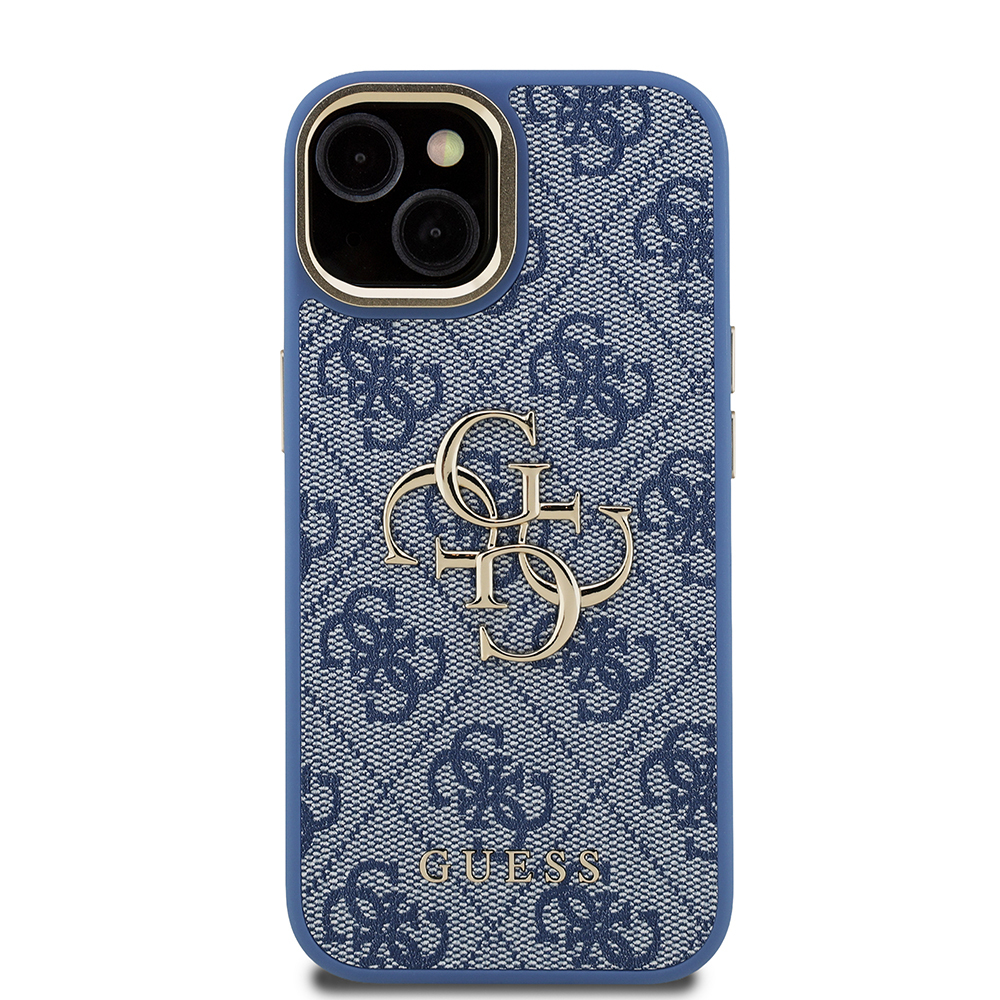 Apple iPhone 15 Case Guess Original Licensed PU Leather 4G Patterned Metal Big 4G and Text Logo Camera Stand Cover - 14