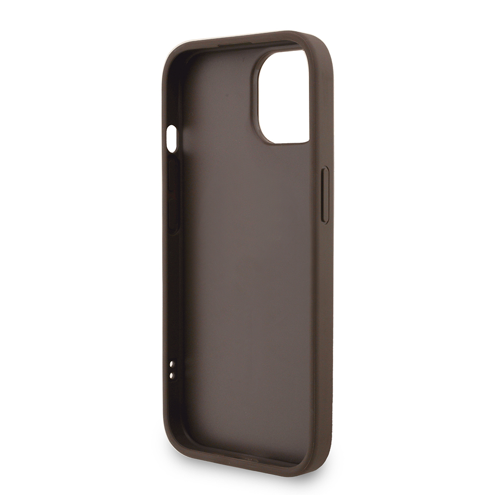 Apple iPhone 15 Case Guess Original Licensed PU Leather Wrist Strap Rope Metal Large 4G and Text Logo Cover - 24