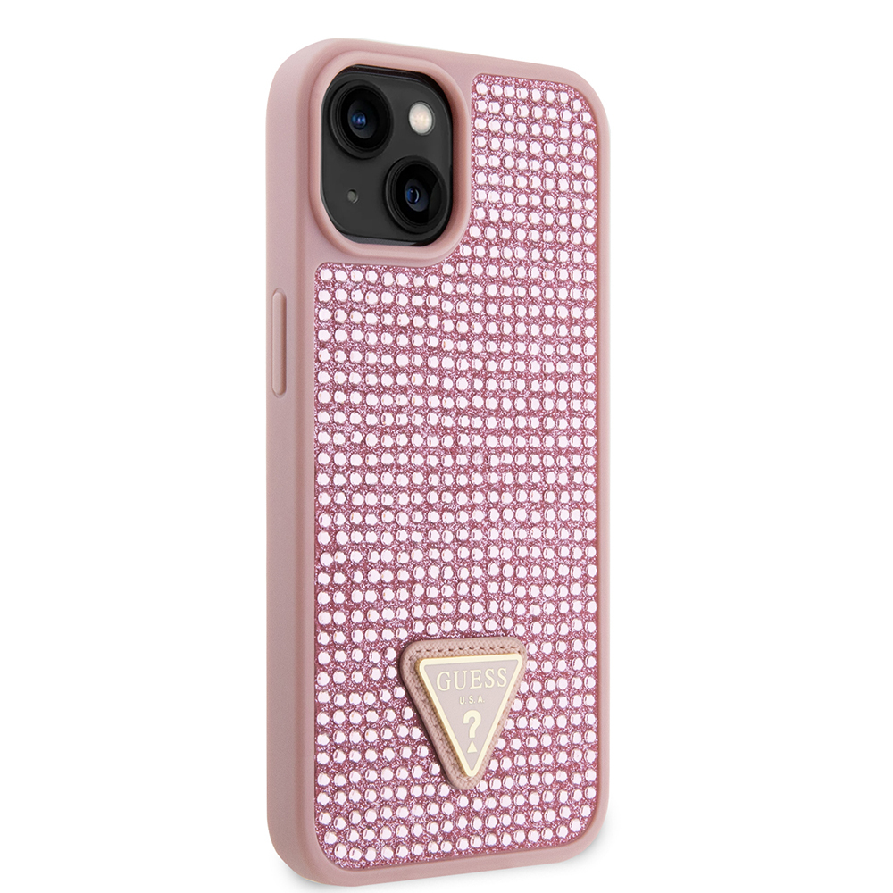 Apple iPhone 15 Case Guess Original Licensed Stone Back Surface Triangle Logo Cover - 8