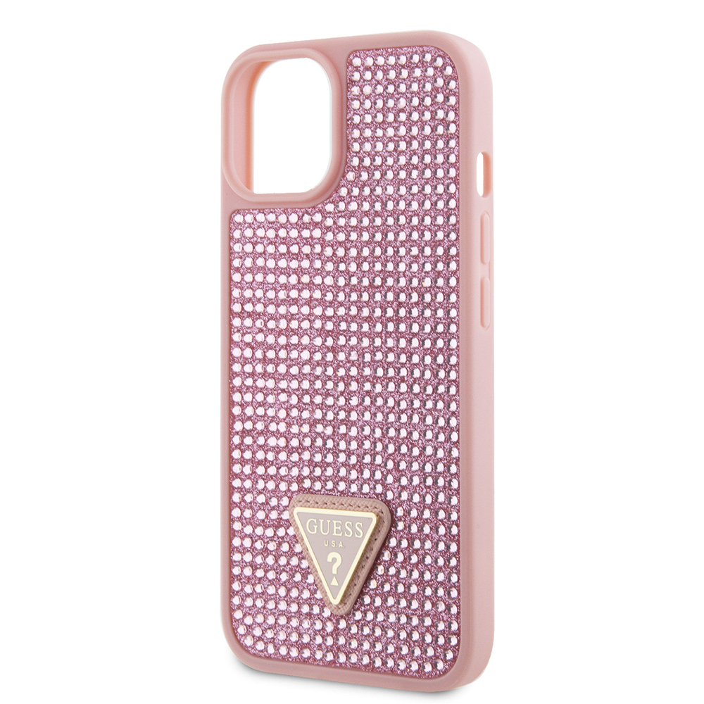 Apple iPhone 15 Case Guess Original Licensed Stone Back Surface Triangle Logo Cover - 10