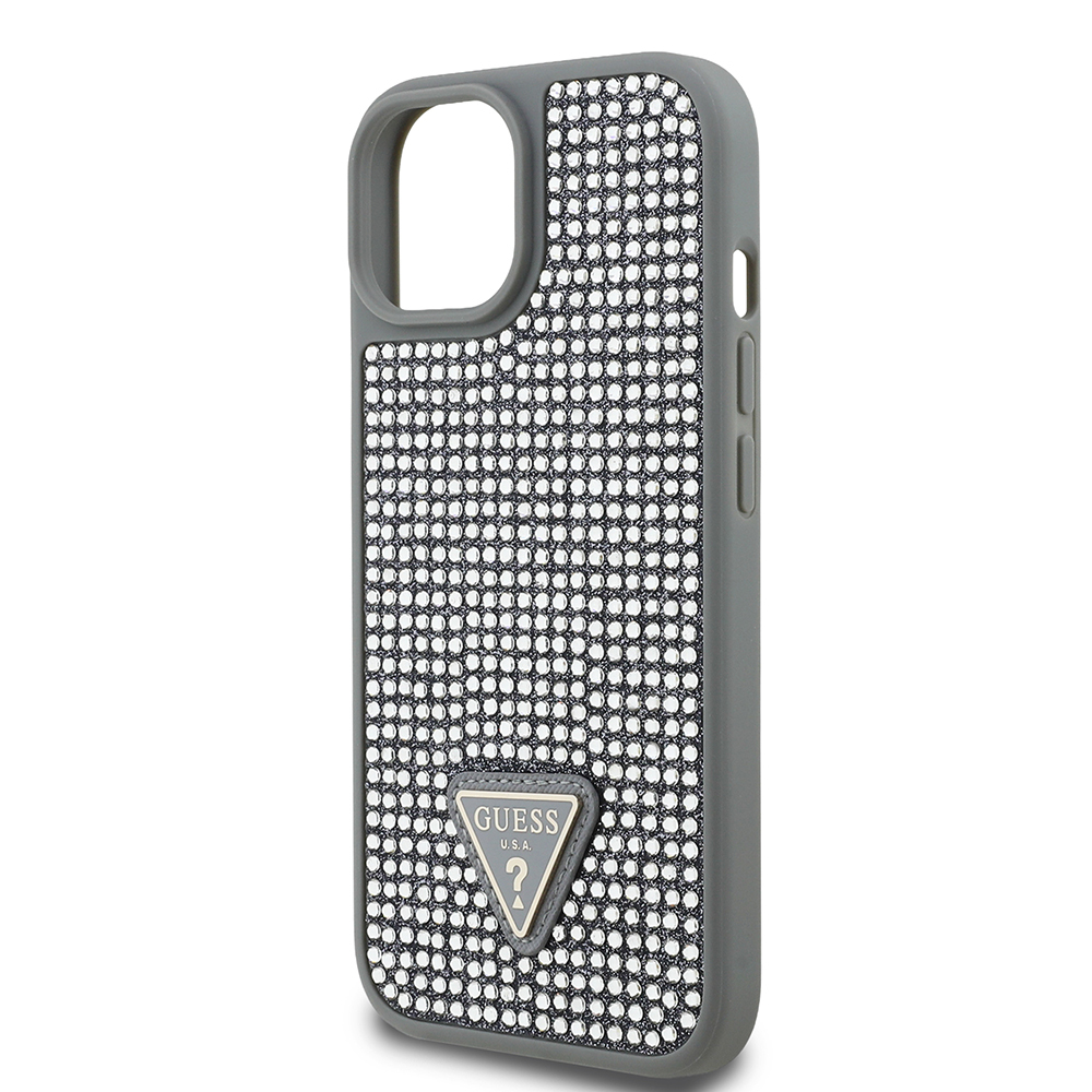 Apple iPhone 15 Case Guess Original Licensed Stone Back Surface Triangle Logo Cover - 17