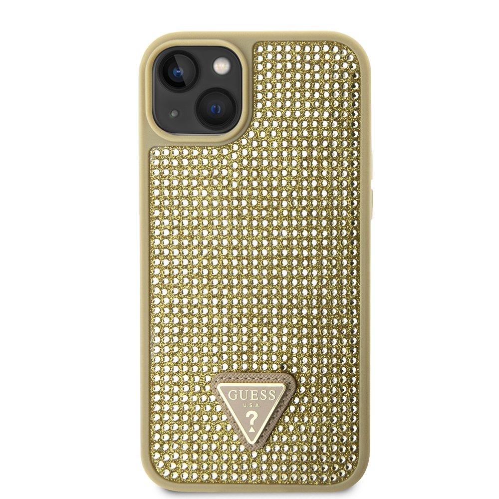 Apple iPhone 15 Case Guess Original Licensed Stone Back Surface Triangle Logo Cover - 21