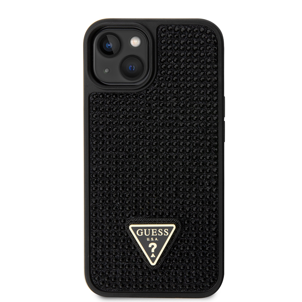 Apple iPhone 15 Case Guess Original Licensed Stone Back Surface Triangle Logo Cover - 28