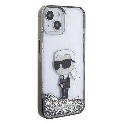 Apple iPhone 15 Case Karl Lagerfeld Iconic Liquid Glitter Original Licensed Cover Colorless