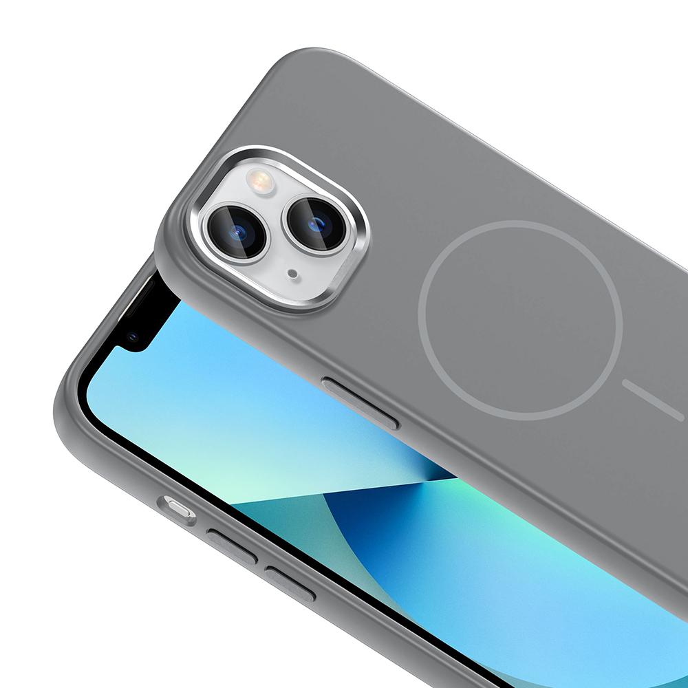 Apple iPhone 15 Case M-Safe Charging Enabled Metal Camera Frame Zore Edi Silicone Cover - 18