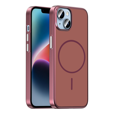 Apple iPhone 15 Case M-Safe Charging Enabled Zore Lora PC Cover Plum