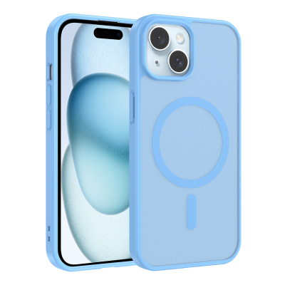 Apple iPhone 15 Case M-safe Charging Feature Zore Ballet Flat Cover Açık Mavi
