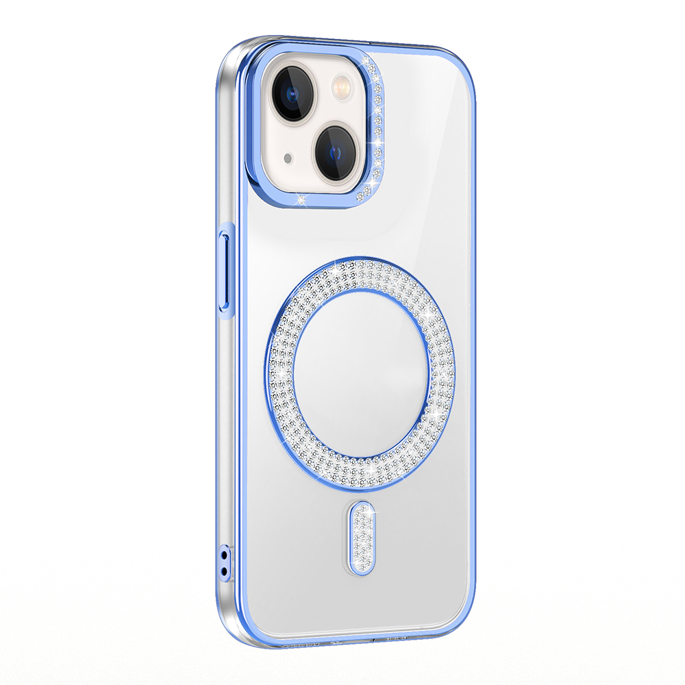 Apple iPhone 15 Case Magsafe Charging Feature Diamond Stone Design Zore Karetta Silicone Cover - 5