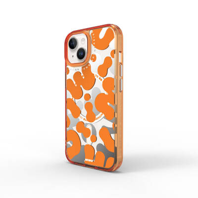 Apple iPhone 15 Case Magsafe Charging Feature Paint Pattern Wiwu Fluorescent G Series Cover Orange