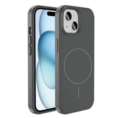 Apple iPhone 15 Case Magsafe Charging Featured Liquid Technology Erasable Hard Zore Kivi Cover Titanyum-Gri