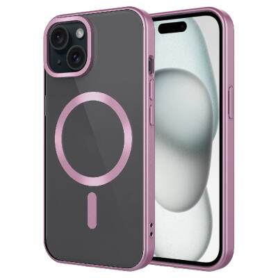 Apple iPhone 15 Case Matte Design Magsafe Wireless Charging Feature Zore Matte Setro Cover Pink