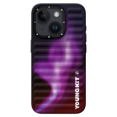 Apple iPhone 15 Case Northern Lights Patterned Youngkit Aurora Series Cover Purple