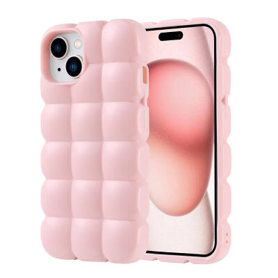 Apple iPhone 15 Case Shiny Flexible Silicone Zore Dom Dom Cover Pink