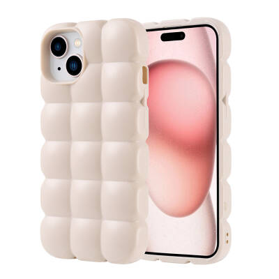 Apple iPhone 15 Case Shiny Flexible Silicone Zore Dom Dom Cover White