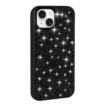 Apple iPhone 15 Case Shiny Stone Design Zore Diamond Cover Black