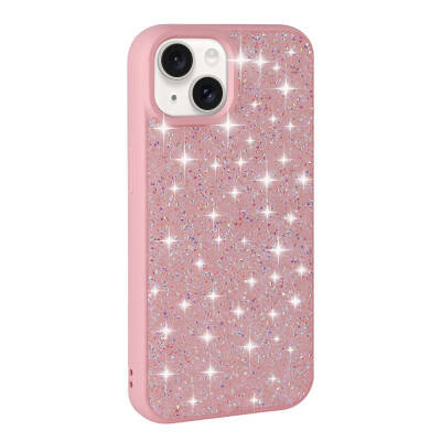 Apple iPhone 15 Case Shiny Stone Design Zore Diamond Cover Pink