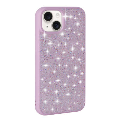 Apple iPhone 15 Case Shiny Stone Design Zore Diamond Cover Lila