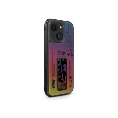 Apple iPhone 15 Case SkinArma Holographic Design Leather Look Kira Kobai Cover with Stand Colorful