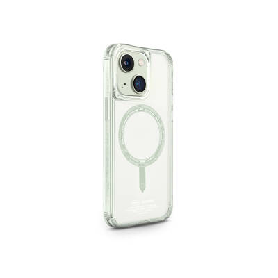 Apple iPhone 15 Case SkinArma Transparent Airbag Design Saido Cover with Magsafe Charging Feature Açık Yeşil