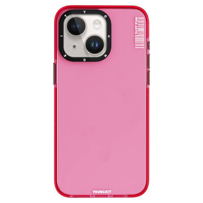 Apple iPhone 15 Case Smooth Flat Back Surface YoungKit Crystal Color Series Cover Pink